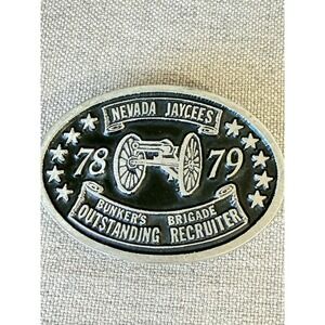 Vintage 1978 Nevada Jaycees Belt Buckle Bunkers Brigade Outstanding Recruiter